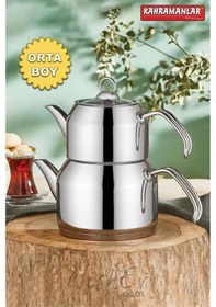 Resim Delux Premium 4 Parça Çaydanlık Seti Orta Boy Platin Çok Renkli 