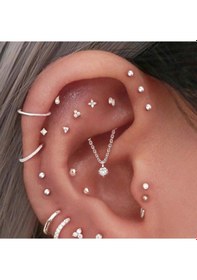 Resim Mini Tektaş Cerrahi Çelik Piercing Tragus Helix Kıkırdak Conch Gü Renkli 