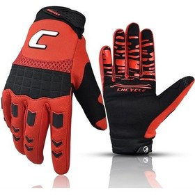 Resim Kırmızı Off Road Motosiklet Eldivenleri, Dokunulabilir Dağ i Eldivenleri Atv Sürme Eldivenleri Adam İçin 