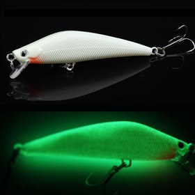 Resim 5'li Parlak Minnow Olta Takımları, ABS Malzeme Gece Olta Avı için Parlayan Yüzey Balıkları 