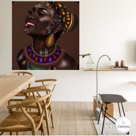 Resim HDART Modern Soyut Afrikalı Siyahi Gülen Kadın Portresi Kanvas Tablo Tablosu 