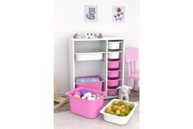 Resim Pratico Çok Amaçlı Oyuncak Dolabı Pembe Beyaz 2D2K6U 