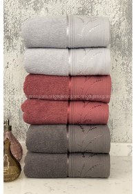 Resim Ditsy El-yüz Havlusu 6 Adet-antrasit-mürdüm-gri Çok Renkli 