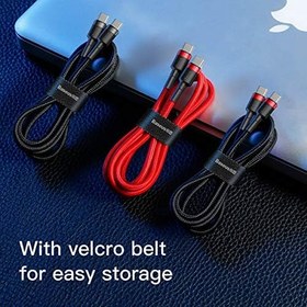 Resim Baseus Cafule, 60 W USB-C & USB-C Hızlı Şarj & Data Aktarımı Kablosu, 1 Metre, Kırmızı, CATGH-G09 