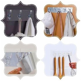 Resim Yapışkanlı Şeffaf Duvar Askısı Banyo Mutfak Düzenleyici Askı 5 Li Çok Renkli 