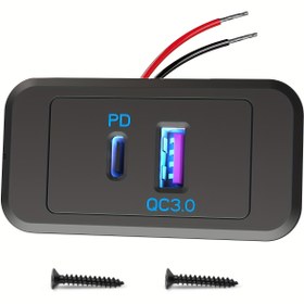Resim 12V-24V Karavan USB Çıkışlı Duvar Montajı, Çift USB Şarj Cihazı, USB-A & USB-C Çıkışı, Otomotiv USB Priz Adaptörü - Karavan, Tekne, Otobüs, ATV, Motosiklet ve Kamyon için, Dayanıklı Yapı, Güç Dönüştürücü, Yolculuk Aksesuarları 