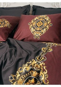 Resim Palace Saten Çift Kişilik Nevresim Takımı Ebren Antrasit - Elm-01-478812 Renkli 