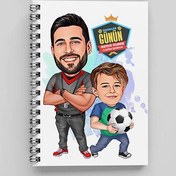 Resim Futbol Sever Baba ve Oğlu Karikatürlü Defter 