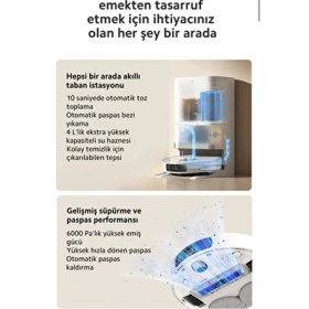 Resim Xiaomi Yeni Robot Vacuum Çöp Istasyonlu Kendini Temizleyen Akıllı Robot Süpürge - 6000PA Yüksek Emiş 