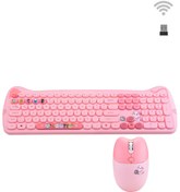 Resim Geezer Kitty Plus Kablosuz Sessiz Klavye Mouse Seti Pembe SMK-672 