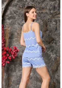 Resim Nisanca Yazlık Şortlu Askılı Kadın Pijama Takımı mavi 