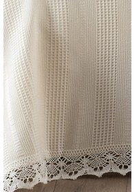 Resim %100 Pamuk Çift Kişilik Kopanaki Dantelli Waffle Pike-210x230 Cm-krem Krem Krem 