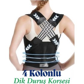 Resim Kadın Ayarlanabilir Dik Duruş Korsesi Duruş Düzeltici Korse Siyah 