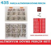Resim Alüminyum Dövme-Ezme Perçin Seti 435 Parça -Farklı Ölçülerde Set 