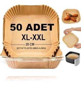 Resim Mcreative Home Airfryer Pişirme Kağıdı,xl-Xxl Büyük Boy, Kare, 50 Adet Hava Fritöz Parşömen Fırın Kağıdı Tek Kullanımlık Kağıt Fırın Fritöz Pişirme Kızartma Tavası Için Uygun 20CM 