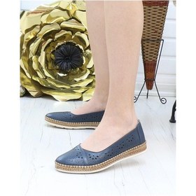 Resim Salina P24 Lacivert Hakiki Deri Yumuşak Günlük Kadın Ayakkabı Lacivert 