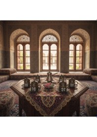 Resim Yonca Desenli 6 Kişilik Porselenli Kapaklı 24 Parça Antik Renk Fincan Seti Yeşil - Sarı 