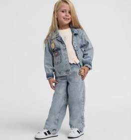 Resim Escabel Kız Bebek Ayıcık Denim Pantolon 1-5 Yaş Mavi 