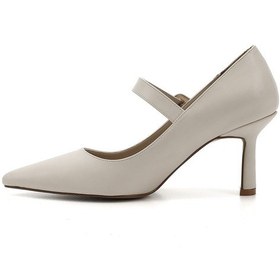 Resim Gönderi R Ten Sivri Burun Kadeh Ökçe Mary Jane Ayakkabı Ten 