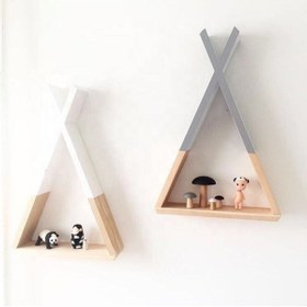 Resim EMTA Beyaz Gri Kızılderili Raf Ahşap Kitaplık Montessori 55*32*8 Cm 