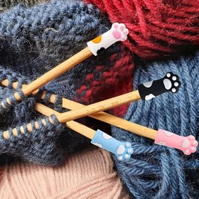 Resim Kediler için Çok Renkli Örgü İğne Nokta Koruyucuları, Örgü ve Tığ İşi Malzemeleri için Uygun 