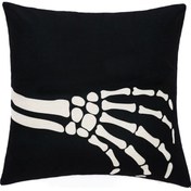 Resim 45x45 Cm Cadılar Bayramı Süs Yastık Kılıfı Dijital Baskı Yastık Kılıfı Yastık Çekirdeği Olmadan Kafatası 