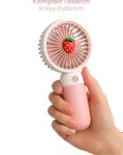 Resim VİORA LENSE Mini Taşınabilir Sessiz El Fanı – Meyve Temalı Pembe 