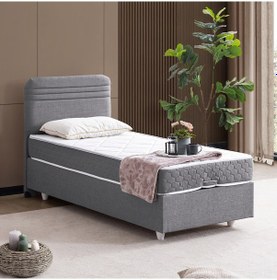 Resim Mila Tek Kişilik Baza Başlık Orthosoft Yatak Seti - Gri 90x200 