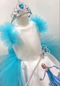 Resim Elsa Model Etek Baskılı Kız Çocuk Doğumgünü Elbise & Parti Kostüm 