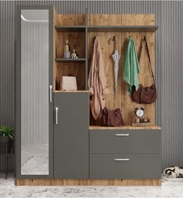 Resim Çizgi Portmanto Vestiyer Çam Füme-180 cm 