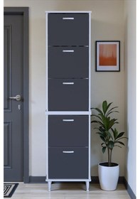 Resim Eliusta Store Ayaklı Antrasit Ayakkabılık 52 Cm Kapı Önü/giyim Odası/antre Uyumlu Ayakkabılık 52x205x26 Cm Antrasit 