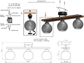 Resim Lucea Beta 3’lü Siyah Plafonyer 