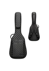 Resim Siyah Profesyonel Gigbag Klasik Gitar Kılıfı-çantası-beyaz Kapitoneli Suni Deri 