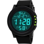 Resim Hanyang 1-Yeşil Erkekler Spor Dijital Yuvarlak Izle Aydınlık LED Kadran Çok Fonksiyonlu Saat Açık Silikon Kayış Açık Su Geçirmez Izle Adam Boys Için (Yurt Dışından) 