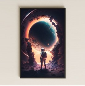 Resim Gezegen Geçidi Temalı Astronot Pleksi Tablo - Kozmik Sınır Dekoru 