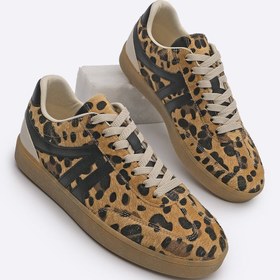 Resim Kadın Sneaker Bağcıklı Spor Ayakkabı Tiyone - Leopar 