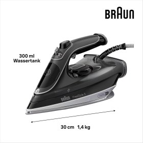 Resim Braun Freestyle 5 Buharlı Ütü Sı 5188 Bk - Freeglide 3D Tabanlı Ütü, Dikey Buhar, 2800 Watt, Şok Buhar 220 G/dak, 330 ml Su Deposu, Siyah 