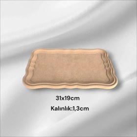 Resim Ahşap Boyanabilir Küçük Dikdörtgen Tepsi-Sunumluk 