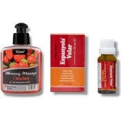 Resim Caas Çilek Aromalı Isıtıcılı Cinsel Masaj Yağı 100 ml + Espanyols Volar Kadınlara Özel Damla 