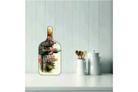 Resim Feyza Design Şehir Manzara Desenli Ahşap Kesme Tahtası 49X22CM, Şık ve Fonksiyonel Ortamınıza Uygun 
