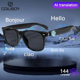 Resim COIUSOR Kablosuz Akıllı AI Çeviri Gözlükleri - 144 Dil, Müzik Çalma, Kablosuz Aramalar, Dahili Hoparlörler, Ses Asistanı, Android ve iOS ile Uyumlu, USB Şarj Edilebilir, Siyah, Kablosuz Gözlükler, Çoklu Dil İletişimi, Modern Gözlükler, Dayanıklı Gözlükler 