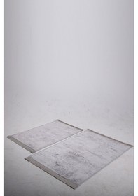 Resim Nova Gri 2'li Spor Saçaklı Banyo Halısı Paspası Seti Kaymaz Taban Gri 