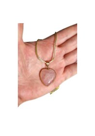 Resim Pembe Kuvars Kolye Kalp Kesim 453-4 Pembe 