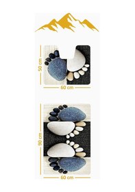 Resim Modern Desenli Dijital Baskı 3 Lü Banyo Paspas Takımı Yıkanabilir Kaymaz Tabanlı Klozet Takımı Klz0054 Renkli 