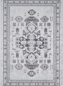 Resim 140x200 cm Jiutepec Gri Modern Yün El Dokuma Modern Geometrik Etnik Eskitme Desenli Boho Oturma Odası Salon Yolluk Koridor Mutfak Halısı 