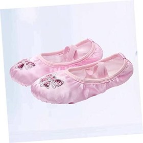 Resim KOMBIUDA Erkek Kız Için İşlemeli Payetli Saten Bale Ayakkabıları Kaymaz Taban Yüksek Konfor Ve Denge Sağlayan Tasarım Pembe 