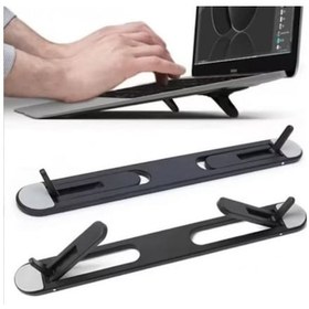 Resim Büro Ev Ofis Bilgisayarı İçin Siyah Yapışkanlı 2 Kademe Katlanan Notebook Standı 