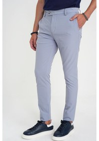 Resim Efor Slim Fit Yan Cepli Esnek Düz Grimavi Pamuk Pantolon P 1197 Gri - Mavi 