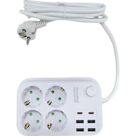 Resim Showmax Serisi SH-2946 Termal Akım Korumalı Priz 2 mt (4 Priz + 4 USB + 2 Type-C 