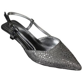 Resim Yazkış Kadın Gümüş Altın Petek Parlak Kumaş 3cm Fındık Ökçe Topuk Abiye Ayakkabı Gümüş 